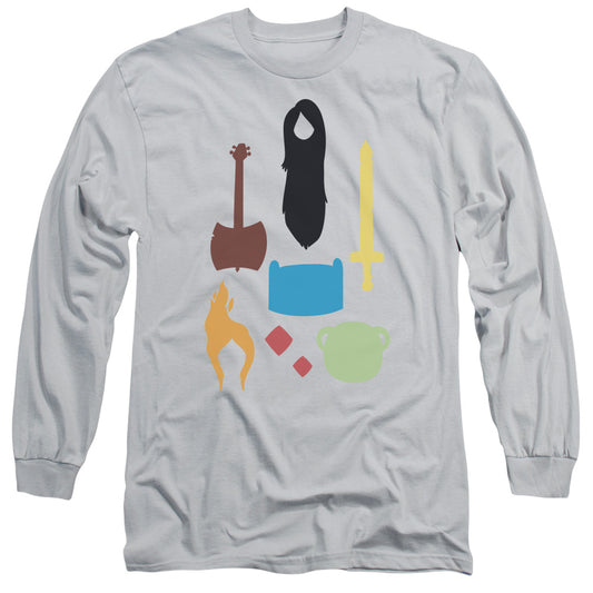 Adventure Time - Icons - Long Sleeve Adult 18/1 - Silver T-shirt