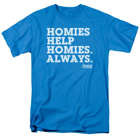 Adventure Time - Homies Help Homies - Short Sleeve Adult 18/1 - Turquoise T-shirt