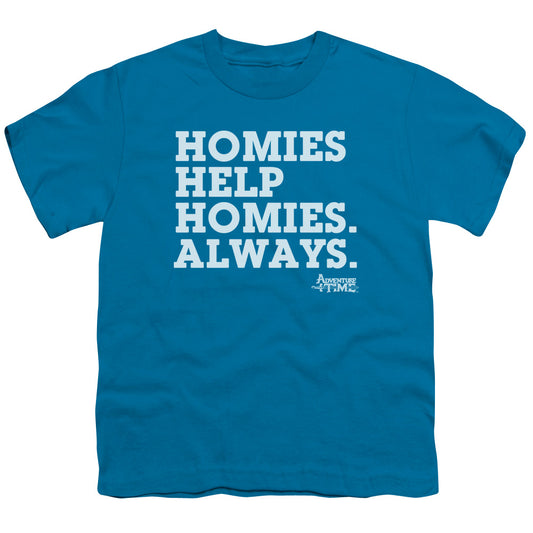 Adventure Time - Homies Help Homies - Short Sleeve Youth 18/1 - Turquoise T-shirt