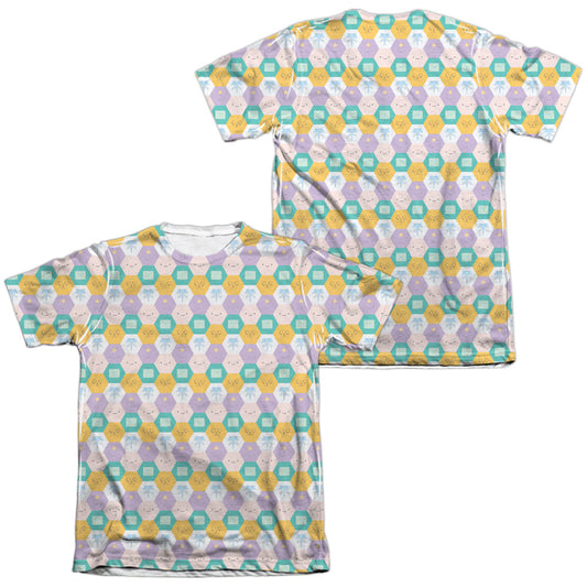 Adventure Time - Hexagon Pattern (Front/back Print) - Adult Poly/cotton Short Sleeve Tee - White T-shirt