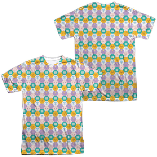 Adventure Time - Hexagon Pattern (Front/back Print) - Short Sleeve Adult Poly Crew - White T-shirt