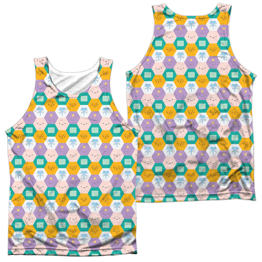 Adventure Time - Hexagon Pattern (Front/back Print) - Adult Poly Tank Top - White
