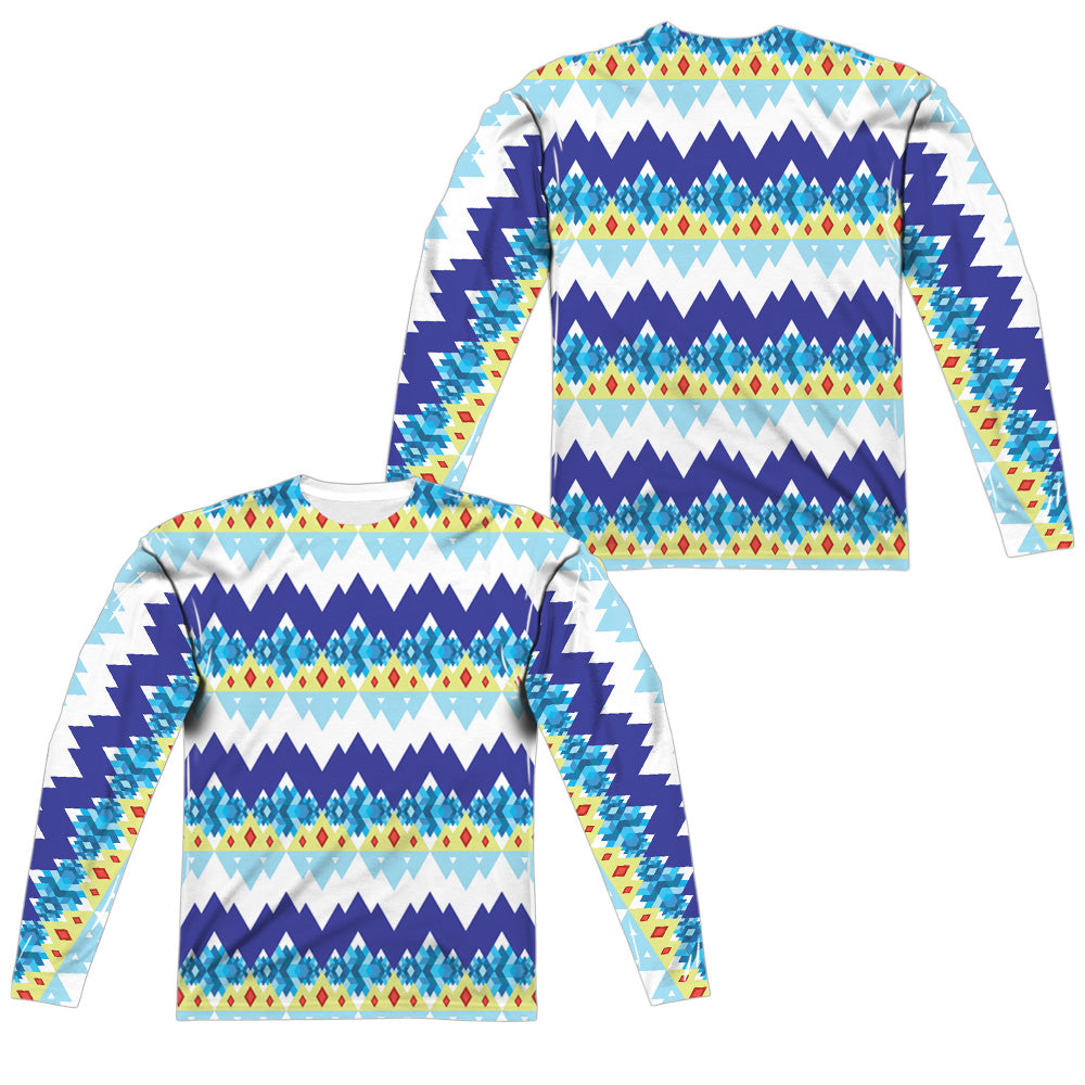 Adventure Time - Ice King Geometric (Front/back Print) - Long Sleeve Adult Poly Crew  - White T-shirt