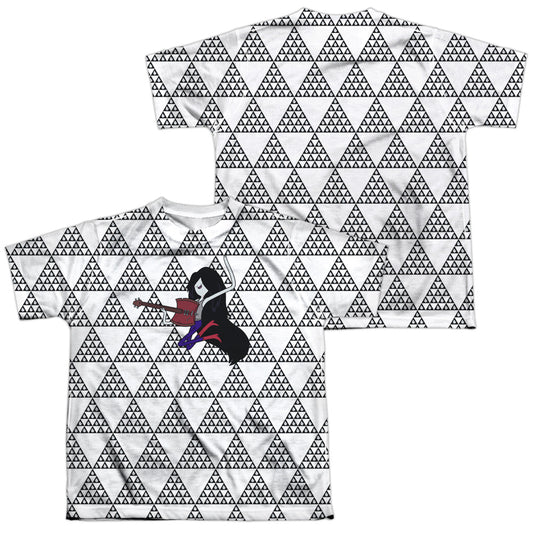 Adventure Time - Marcy Triangles (Front/back Print) - Short Sleeve Youth Poly Crew - White T-shirt