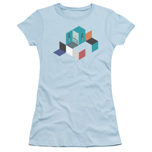 Adventure Time - Bmo Blocks - Short Sleeve Junior Sheer - Light Blue T-shirt