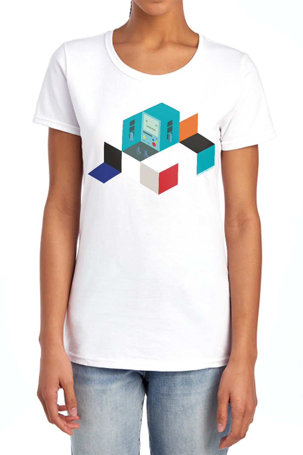 Adventure Time - Bmo Blocks - Short Sleeve Womens Tee - Light Blue T-shirt
