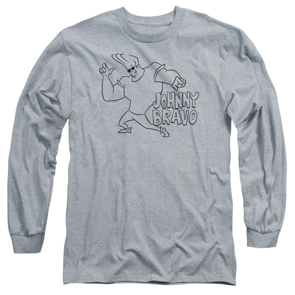 Johnny Bravo - Jb Line Art - Long Sleeve Adult 18/1 - Athletic Heather T-shirt