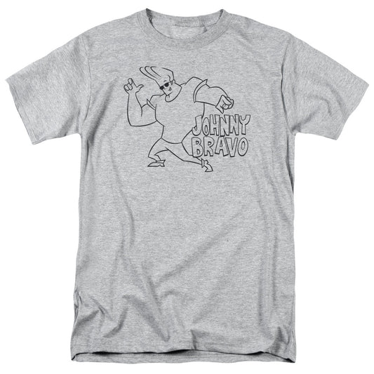 Johnny Bravo - Jb Line Art - Short Sleeve Adult 18/1 - Athletic Heather T-shirt