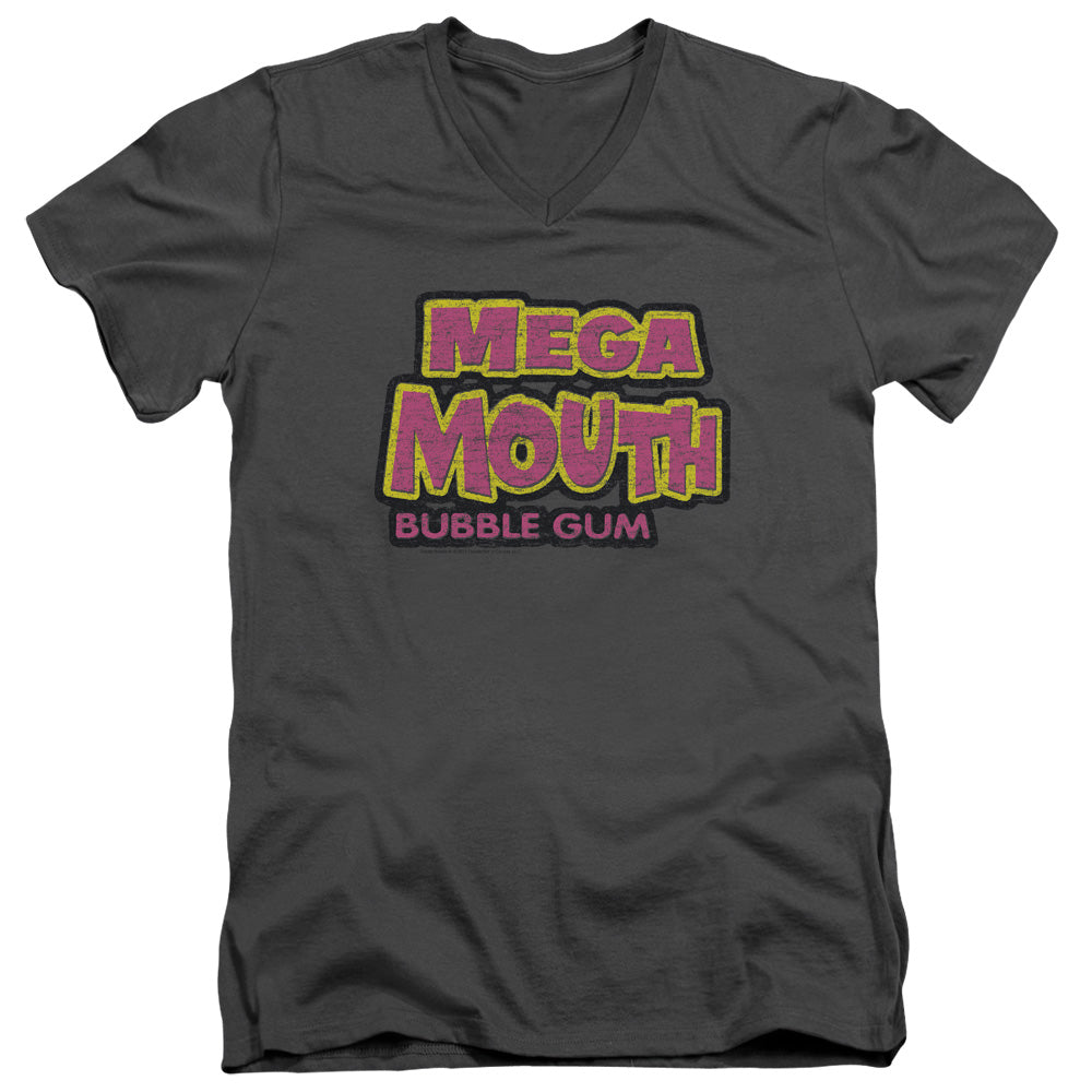Dubble Bubble - Mega Mouth - Short Sleeve Adult V-neck 30/1 - Charcoal T-shirt
