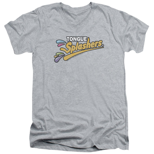 Dubble Bubble - Tongue Splashers Logo - Short Sleeve Adult V-neck 30/1 - Athletic Heather T-shirt