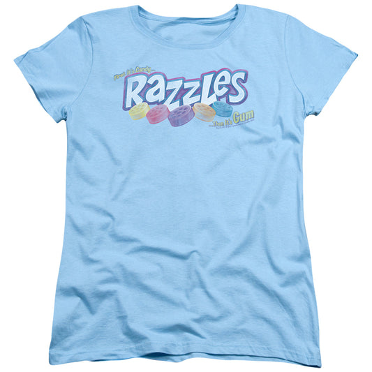 Dubble Bubble - Distressed Logo - Short Sleeve Womens Tee - Light Blue T-shirt