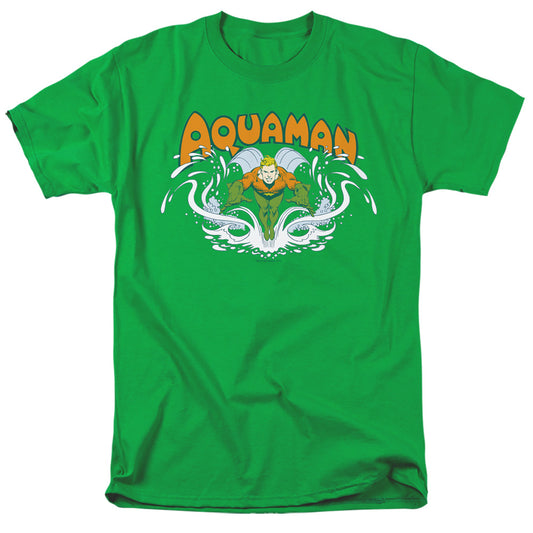 Dc Aquaman - Aquaman Splash - Short Sleeve Adult 18/1 - Kelly Green T-shirt
