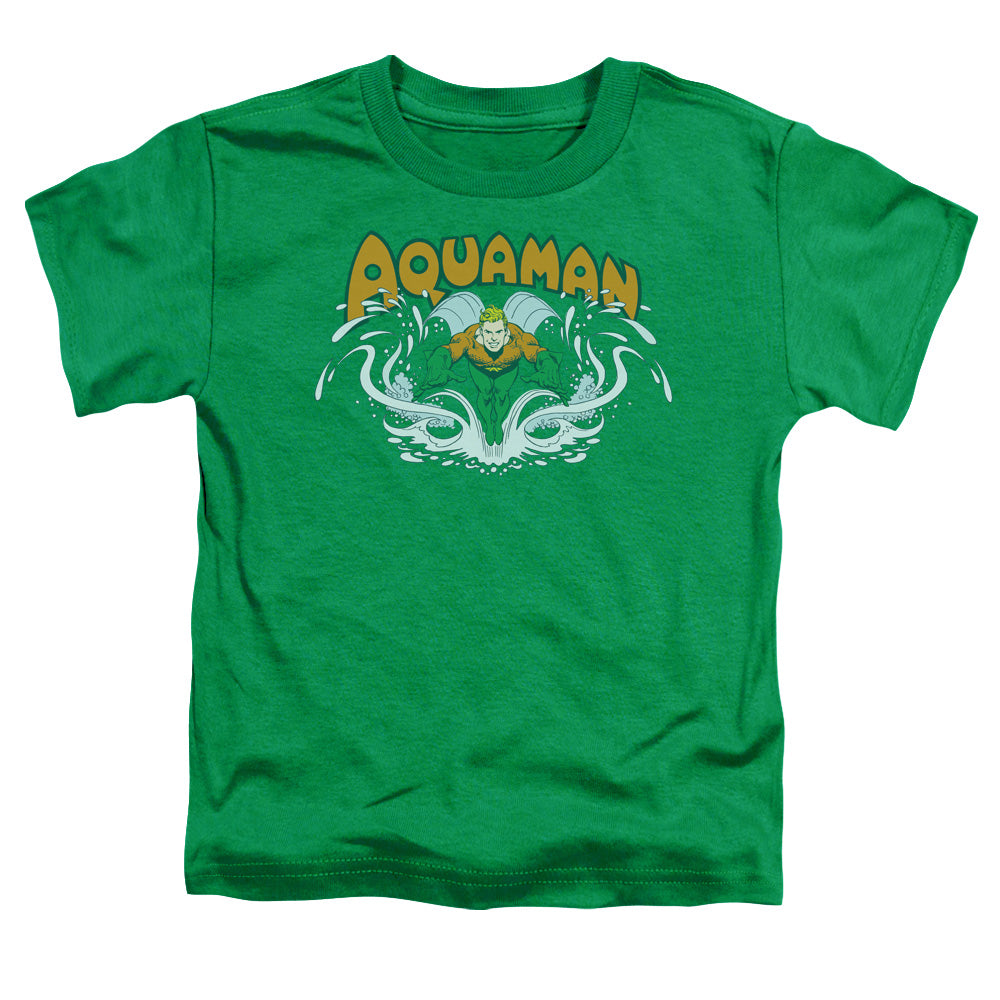 Dc - Aquaman Splash - Short Sleeve Toddler Tee - Kelly Green T-shirt