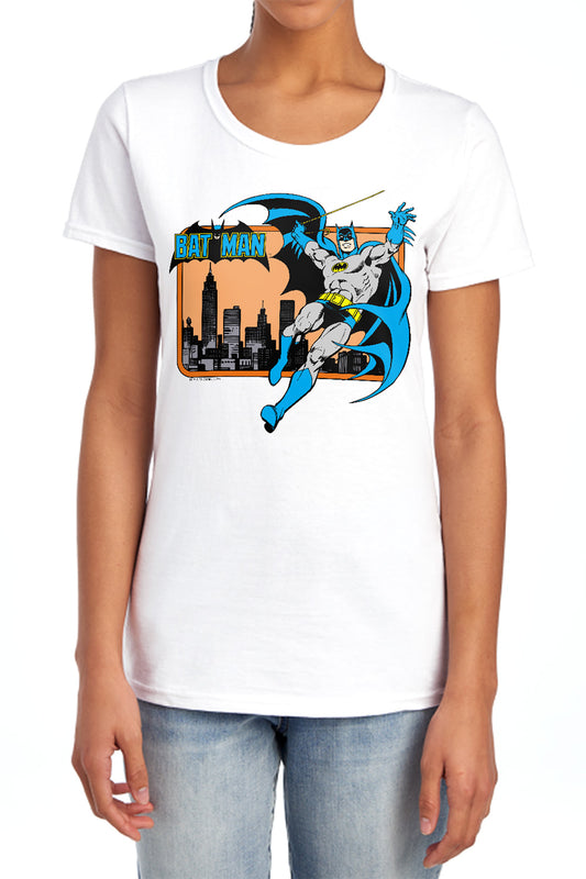 Dc Batman - Batman In The City - Short Sleeve Women"s Tee - Light Blue T-shirt