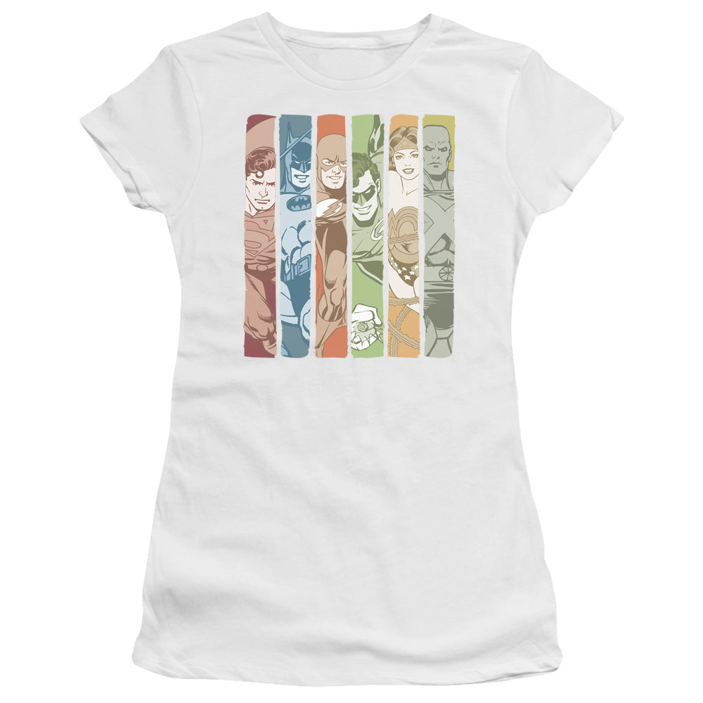 DC JUSTICE LEAGUE COLUMNS - S/S JUNIOR SHEER - WHITE T-Shirt