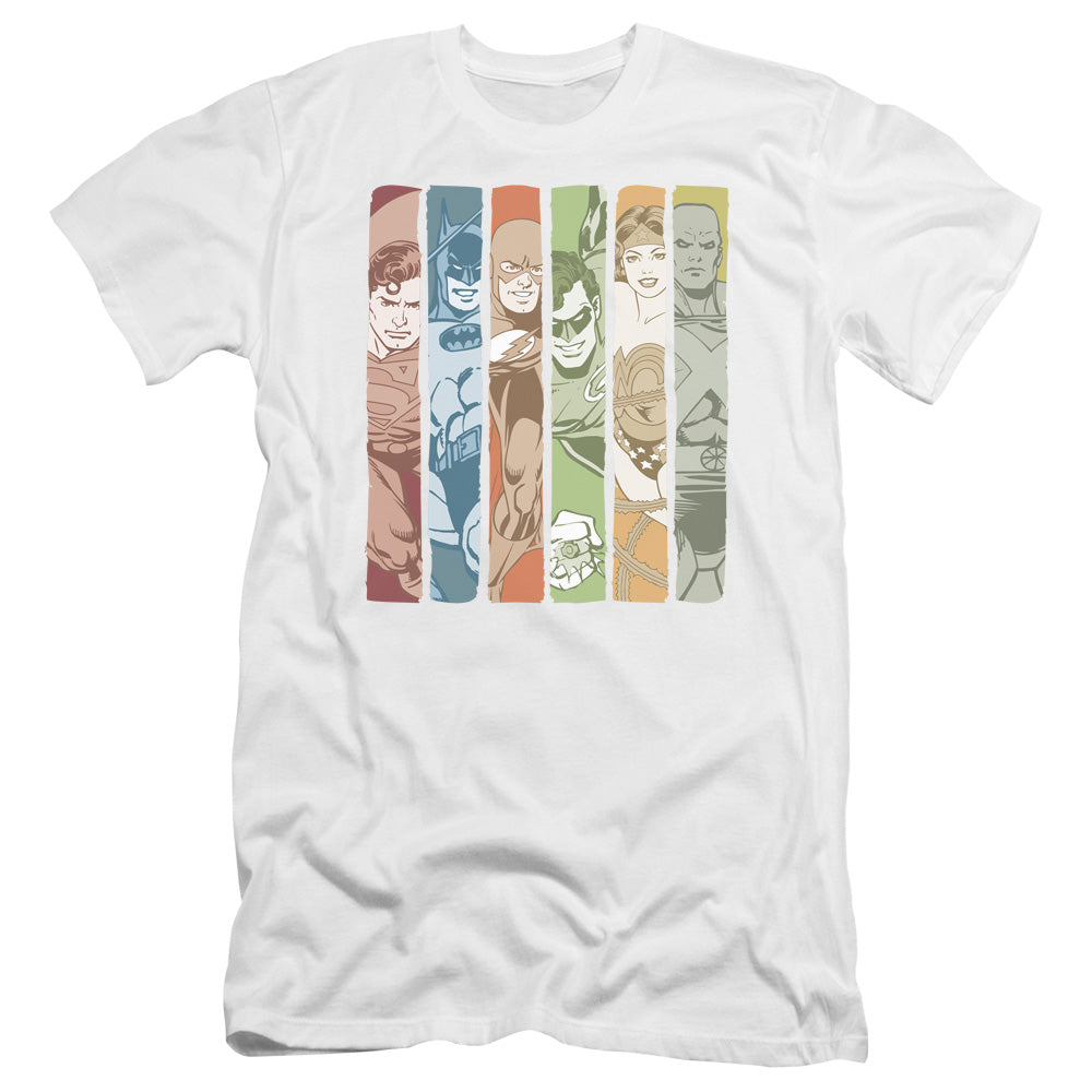 Dc - Justice League Columns-premuim Canvas Adult Slim Fit 30/1 - White