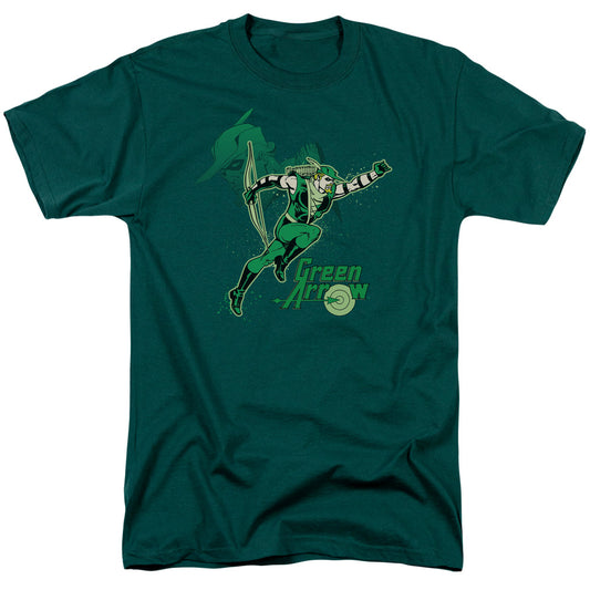 Dc Green Arrow - Green Arrow In Action - Short Sleeve Adult 18/1 - Hunter Green T-shirt