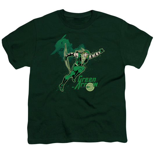 Dc Green Arrow - Green Arrow In Action - Short Sleeve Youth 18/1 - Hunter Green T-shirt