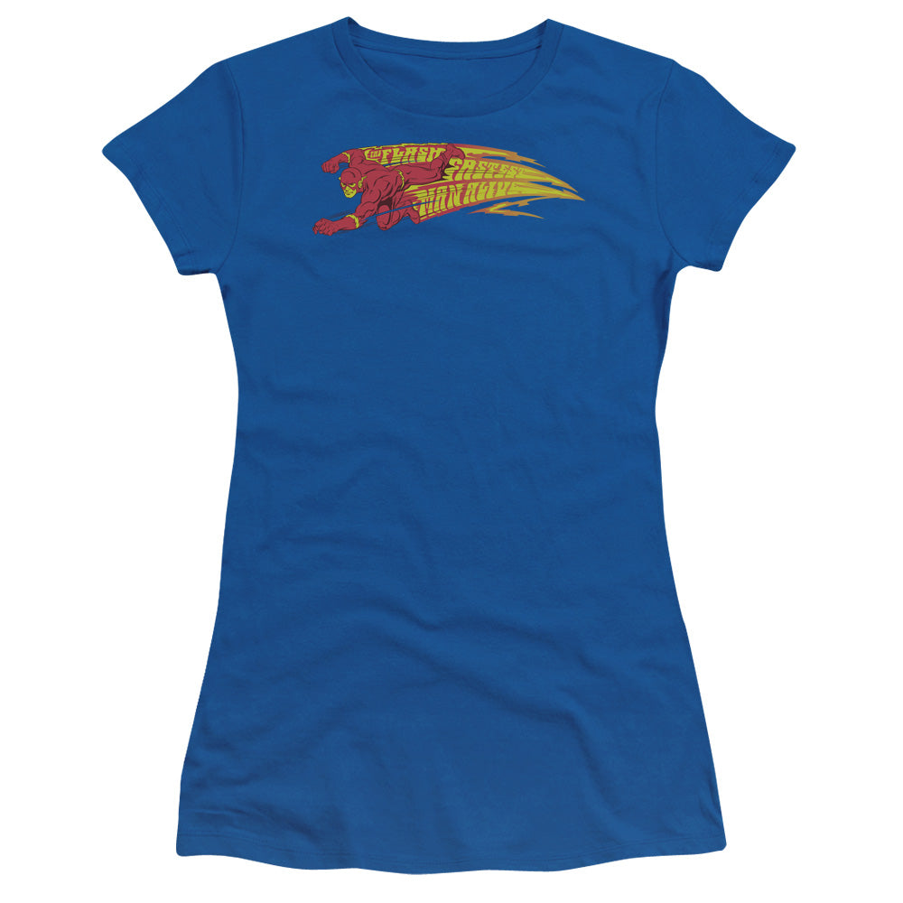 Dc Flash - Fastest Man Alive - Short Sleeve Junior Sheer - Royal Blue T-shirt