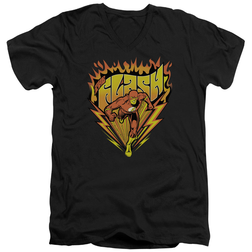 Dc Flash - Blazing Speed - Short Sleeve Adult V-neck 30/1 - Black T-shirt