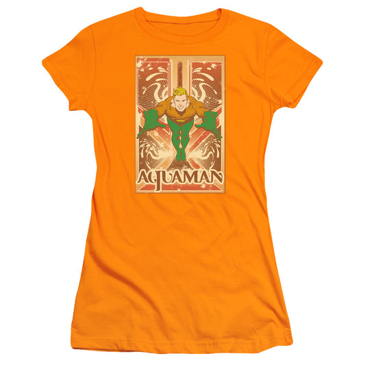 Dc Aquaman - Aquaman  - Short Sleeve Junior Sheer - Orange T-shirt