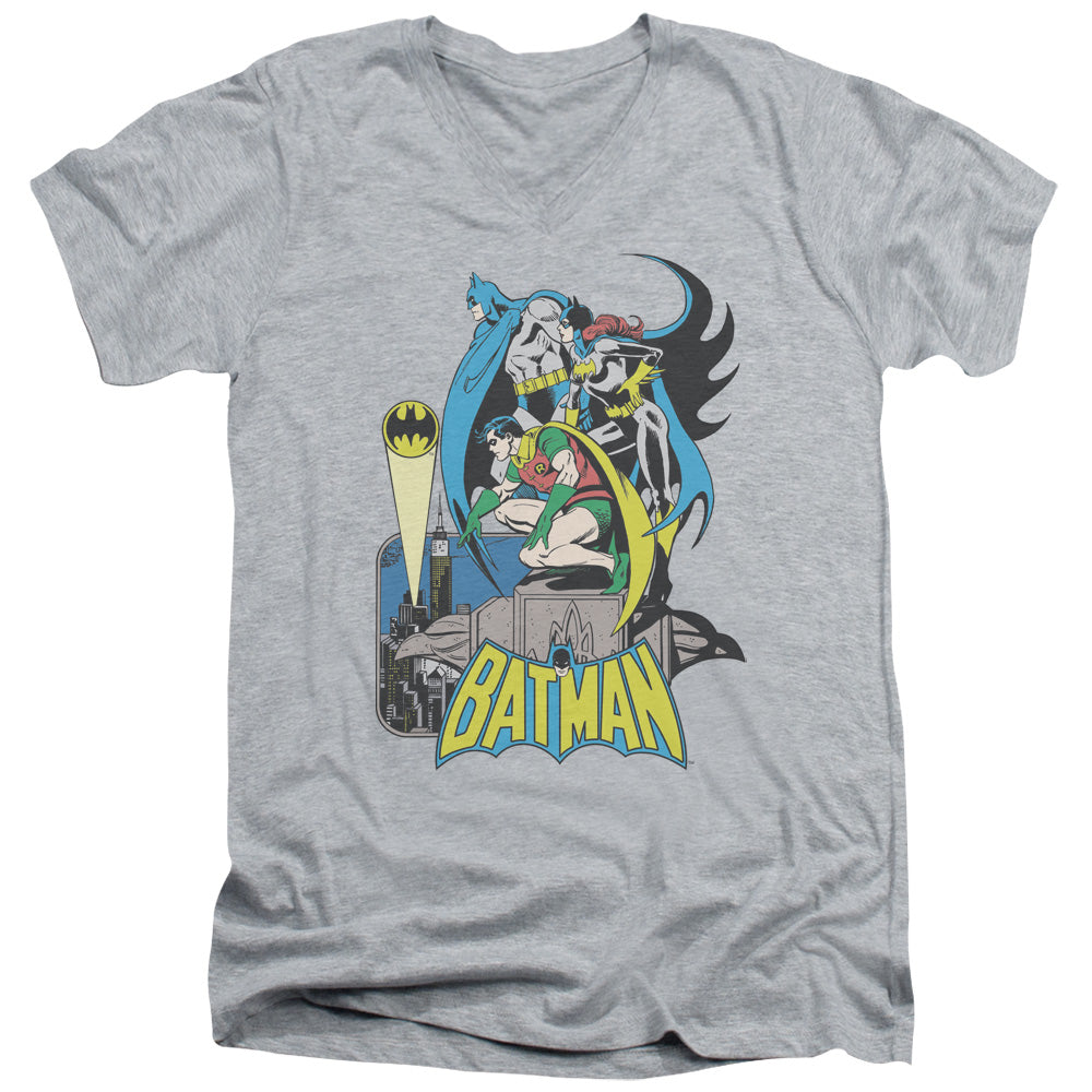 Dc Batman - Heroic Trio - Short Sleeve Adult V-neck 30/1 - Athletic Heather T-shirt