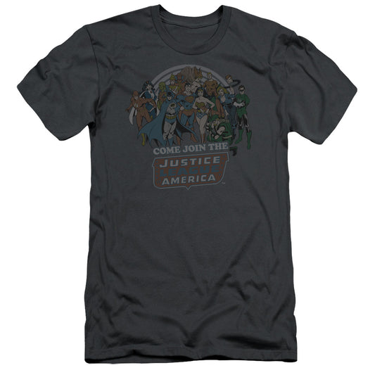 Dc - Join The Justice League - Short Sleeve Adult 30/1 - Charcoal T-shirt