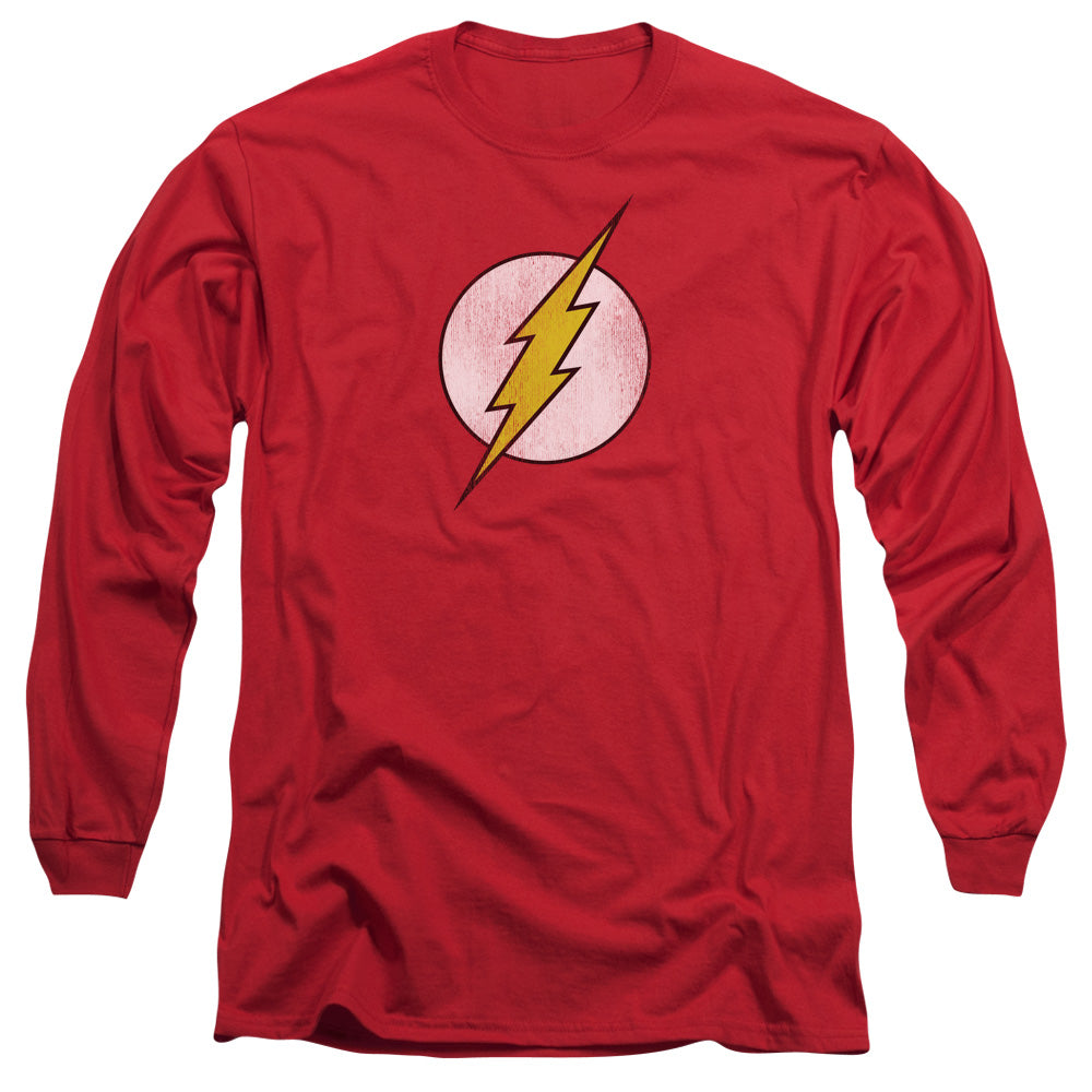 Dc Flash - Flash Logo Distressed - Long Sleeve Adult 18/1 - Red T-shirt