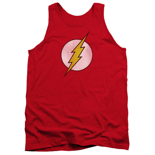 Dc Flash - Flash Logo Distressed - Adult Tank - Red