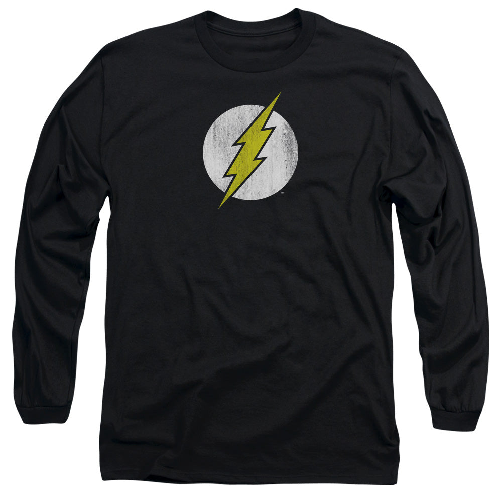 Dc Flash - Flash Logo Distressed - Long Sleeve Adult 18/1 - Black T-shirt
