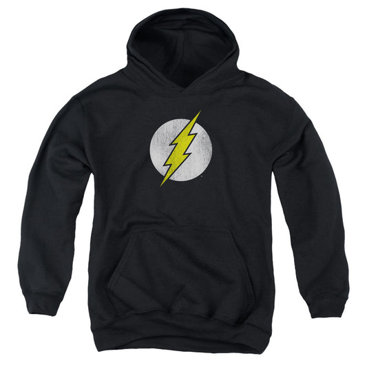 Dc Flash - Flash Logo Distressed - Youth Pull-over Hoodie - Black