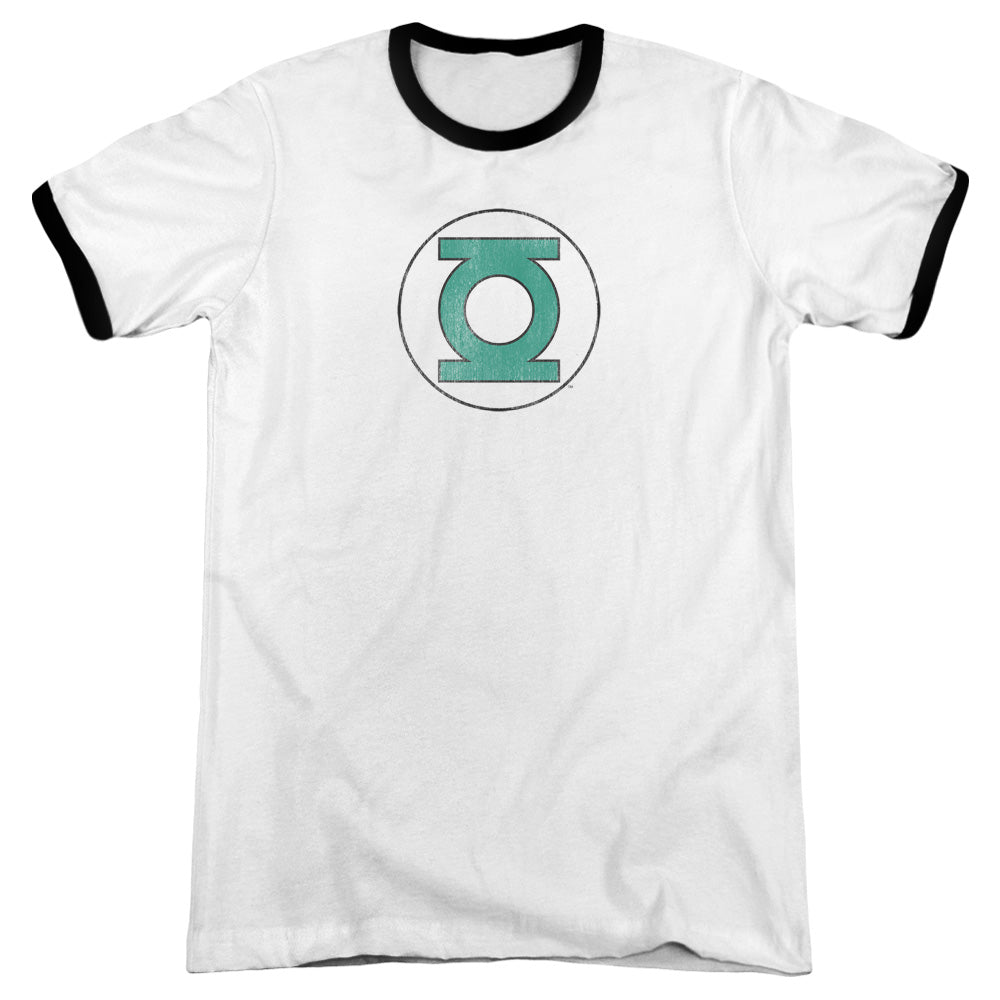 Dc - Green Lantern Distressed - Adult Ringer - White/black