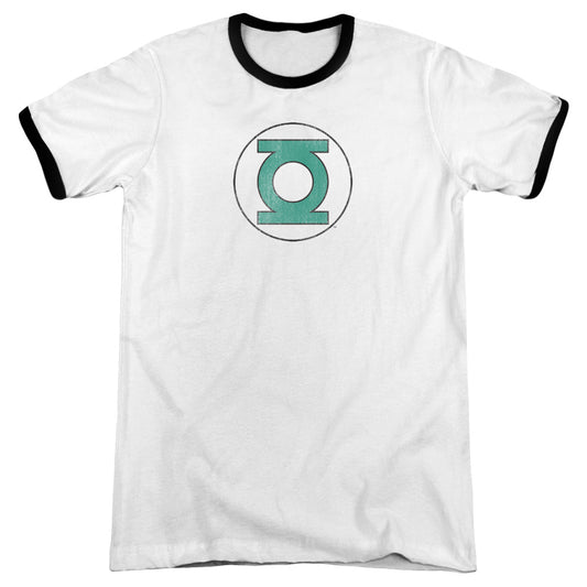 Dc - Green Lantern Distressed - Adult Ringer - White/black