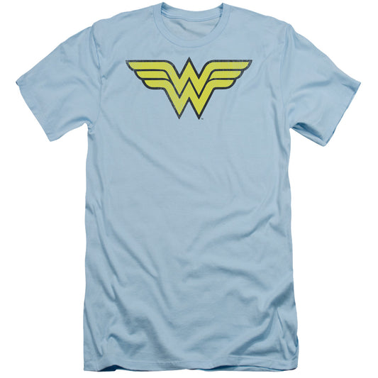 Dc Wonder Woman - Ww Logo Distressed - Short Sleeve Adult 30/1 - Light Blue T-shirt