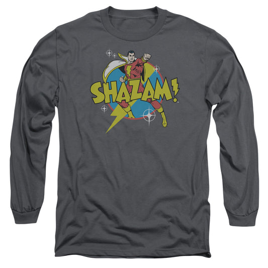 Dc Shazam - Power Bolt - Long Sleeve Adult 18/1 - Charcoal T-shirt