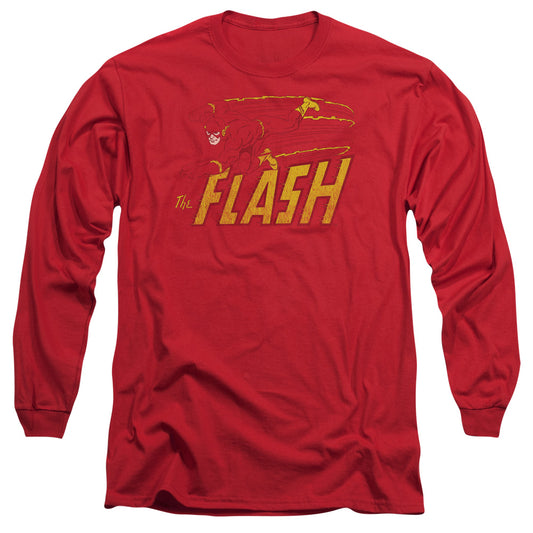 Dc Flash - Flash Speed Distressed - Long Sleeve Adult 18/1 - Red T-shirt