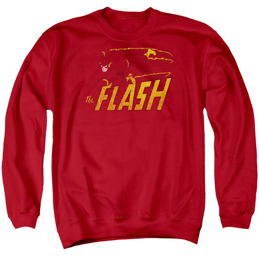Dc Flash - Flash Speed Distressed - Adult Crewneck Sweatshirt - Red