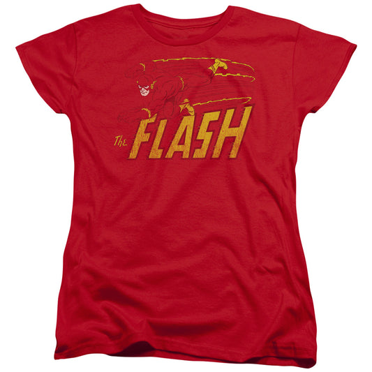 Dc Flash - Flash Speed Distressed - Short Sleeve Womens Tee - Red T-shirt