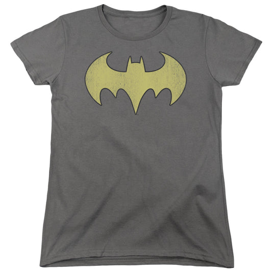 Dc - Batgirl Logo Distressed - Short Sleeve Women"s Tee - Charcoal T-shirt