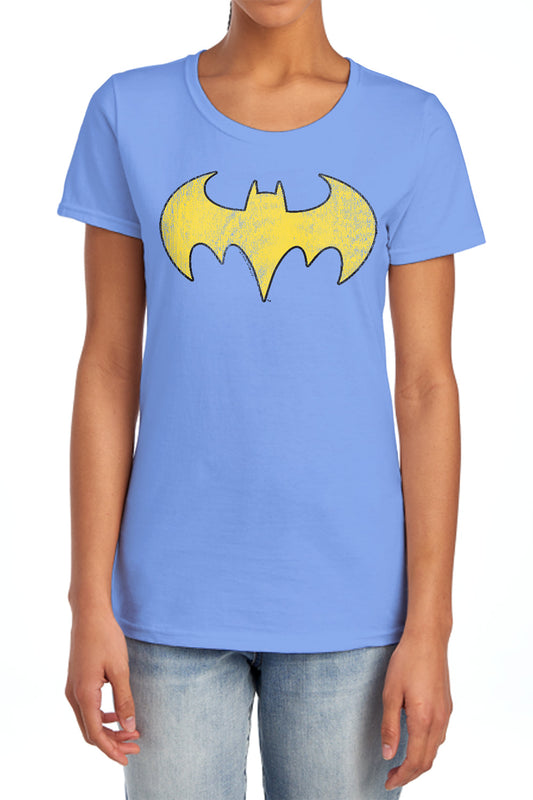 Dc - Batgirl Logo Distressed - Short Sleeve Women"s Tee - Charcoal T-shirt