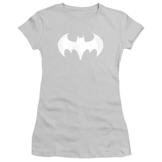 Dc - Batgirl Logo Distressed - Short Sleeve Junior Sheer - Silver T-shirt