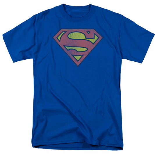 Dc - Retro Supes Logo Distressed - Short Sleeve Adult 18/1 - Royal Blue T-shirt