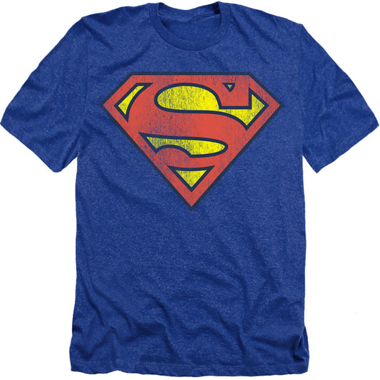 Dc - Retro Supes Logo Distressed - Adult Heather - Royal Blue