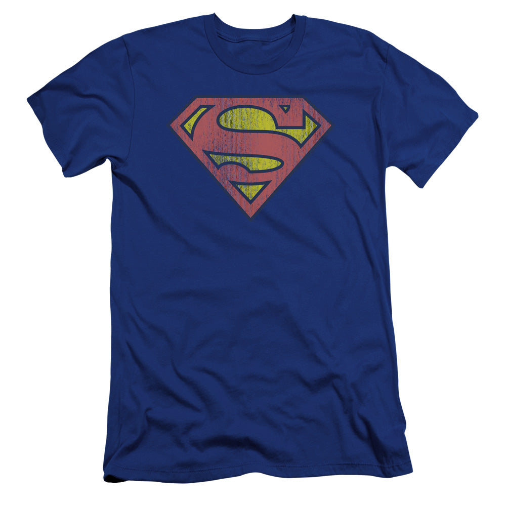 Dc - Retro Supes Logo Distressed-premuim Canvas Adult Slim Fit 30/1 - Royal Blue