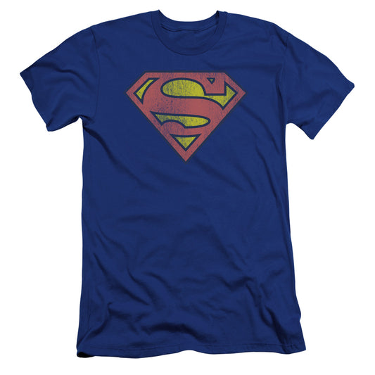 Dc - Retro Supes Logo Distressed-premuim Canvas Adult Slim Fit 30/1 - Royal Blue