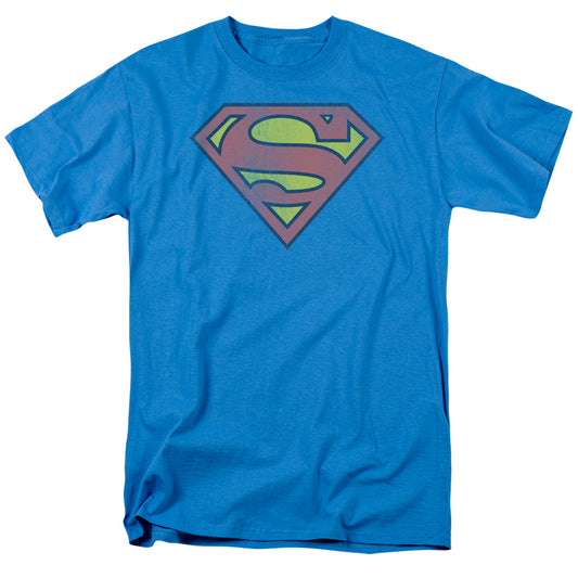 Dc - Retro Supes Logo Distressed - Short Sleeve Adult 18/1 - Turquoise T-shirt