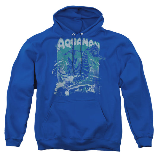 Dc Aquaman - Catch A Wave - Adult Pull-over Hoodie - Royal Blue