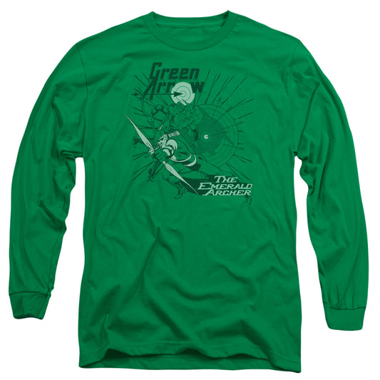 Dc Green Arrow - The Emerald Archer - Long Sleeve Adult 18/1 - Kelly Green T-shirt