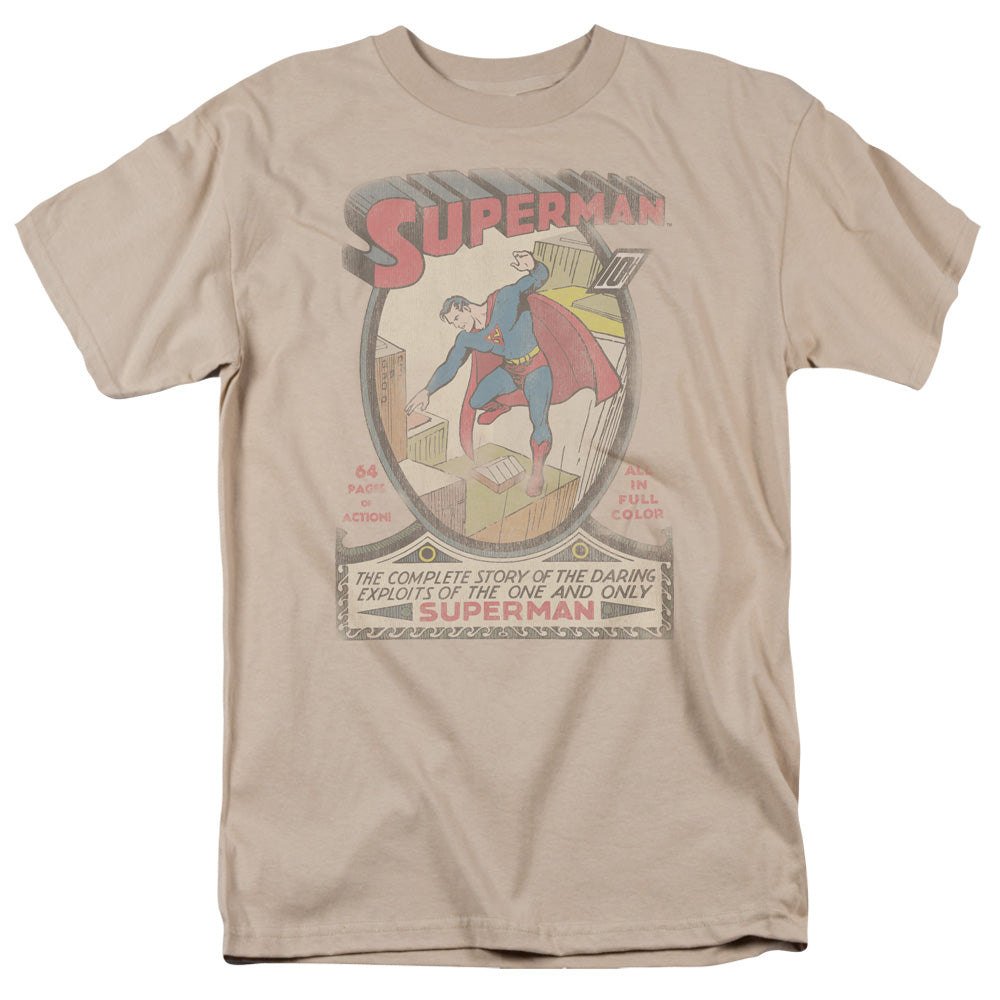 Dc - Superman 1 Distressed - Short Sleeve Adult 18/1 - Sand T-shirt
