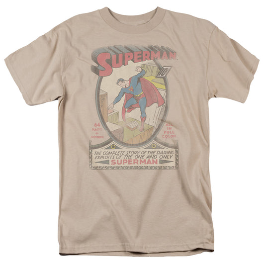 Dc - Superman 1 Distressed - Short Sleeve Adult 18/1 - Sand T-shirt